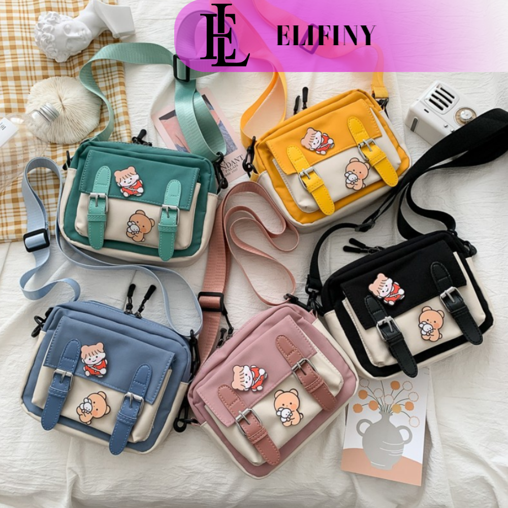 Túi Đeo Chéo Đeo Vai Vải Canvas Chống Nước Cao Cấp Phong Cách Hàn Quốc Siêu Xinh Siêu Cute