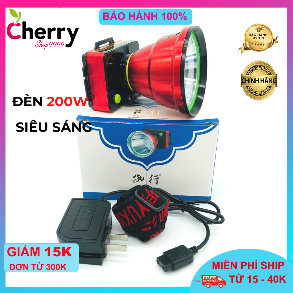 Đèn đội đầu 8108 cao cấp chống nước ( kín nước ) đèn led siêu sáng200w Ánh sáng vàng hoặc ánh sáng trắng Mã 8108
