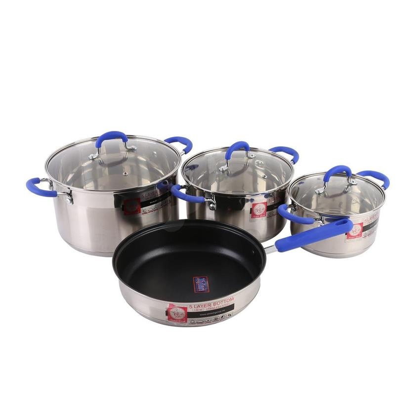 Bộ nồi 3 chiếc cỡ 18cm, 22cm, 26cm và 1 chảo inox smartcook cỡ 26cm sm1497