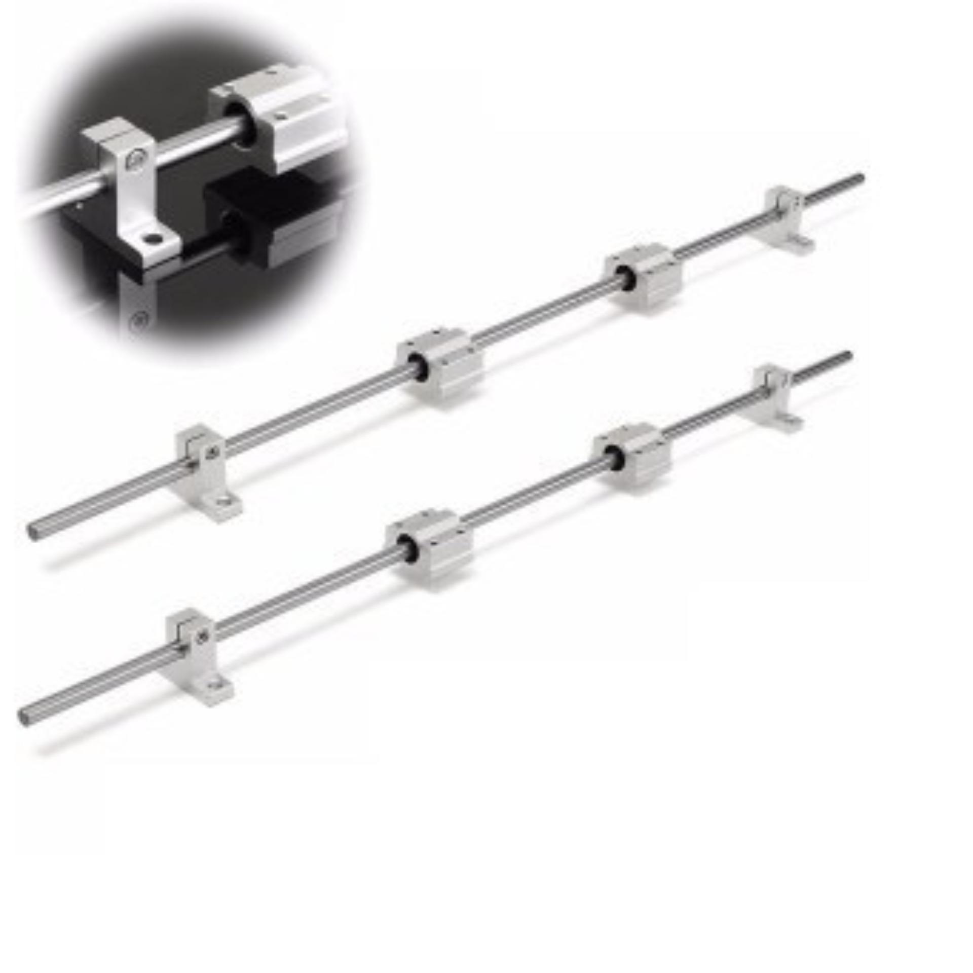 Combo thanh trượt tròn phi 10mm ti trượt dài 200mm gối SHF