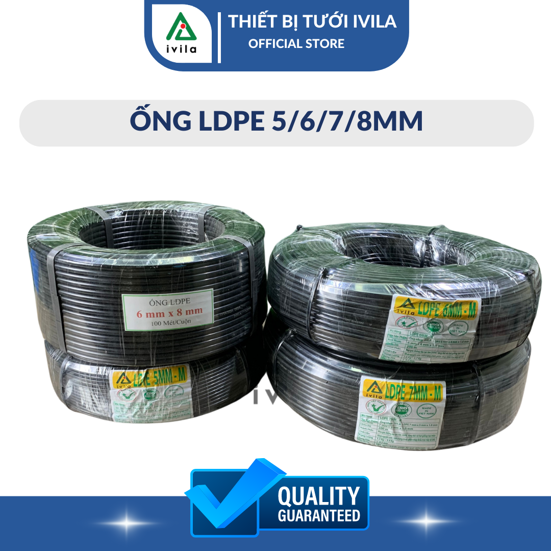 Cuộn 200m ống ldpe 5mm / 6mm/ 7mm/8mm - cuộn 100m ống ldpe 8mm, ống pe phi 5mm /6mm / 8mm, ống dẫn nước dùng trong hệ thống tưới nhỏ giọt, tưới phun sương, tưới phun mưa, 100% nhựa pe nguyên sinh, khả năng chống ăn mòn cao