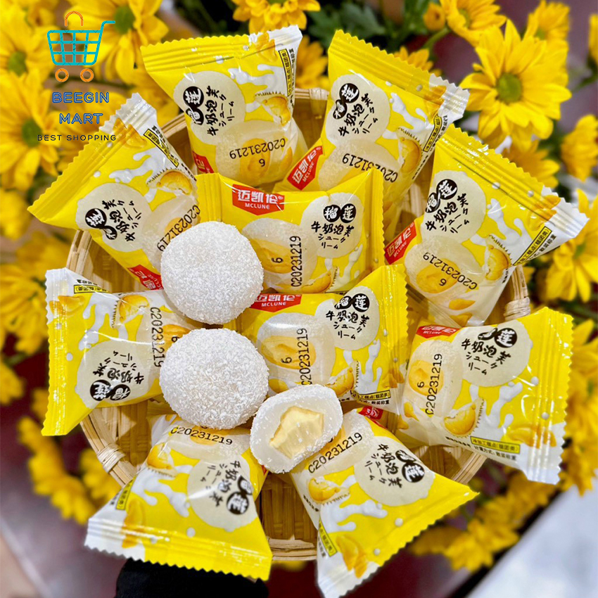 (Xả date 10/05)Thùng 1kg Bánh Mochi Sữa Nhân Kem Khoai Môn, Đậu Nành, Sầu Riêng, Đào, Xoài - BeeGin Mart