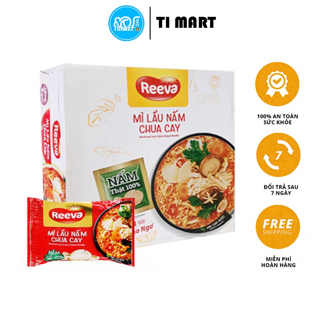 Thùng 30 gói mì Reeva lẩu nấm chua cay 85g
