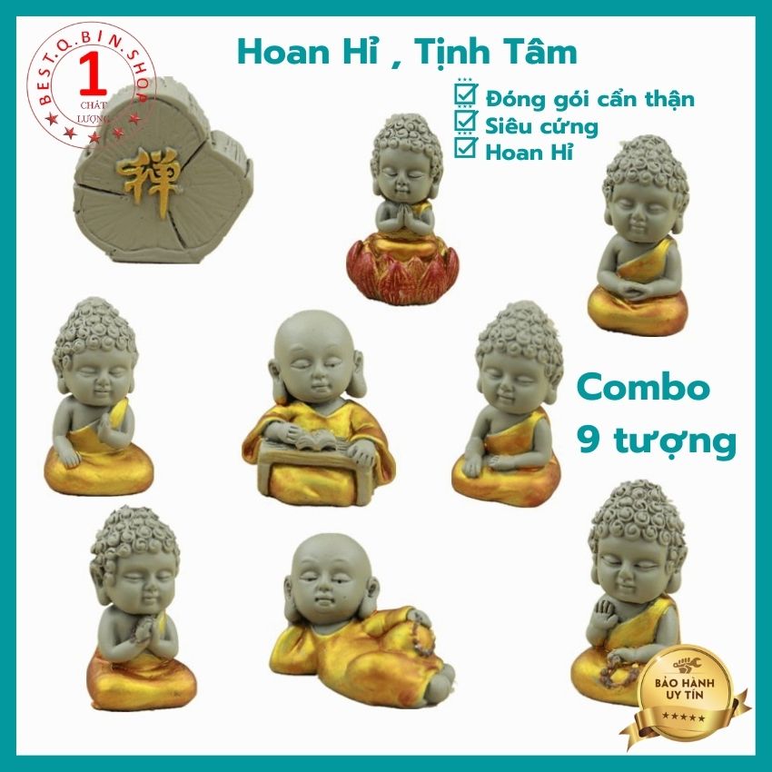 Bộ tượng phật gồm 8 tượng phật cầu may mắn- hạnh phúc - sức khỏe - bình an cho gia đình phù hợp để trang trí trong phòng khách - phòng làm việc - shop - kệ trưng bày - xe ô tô
