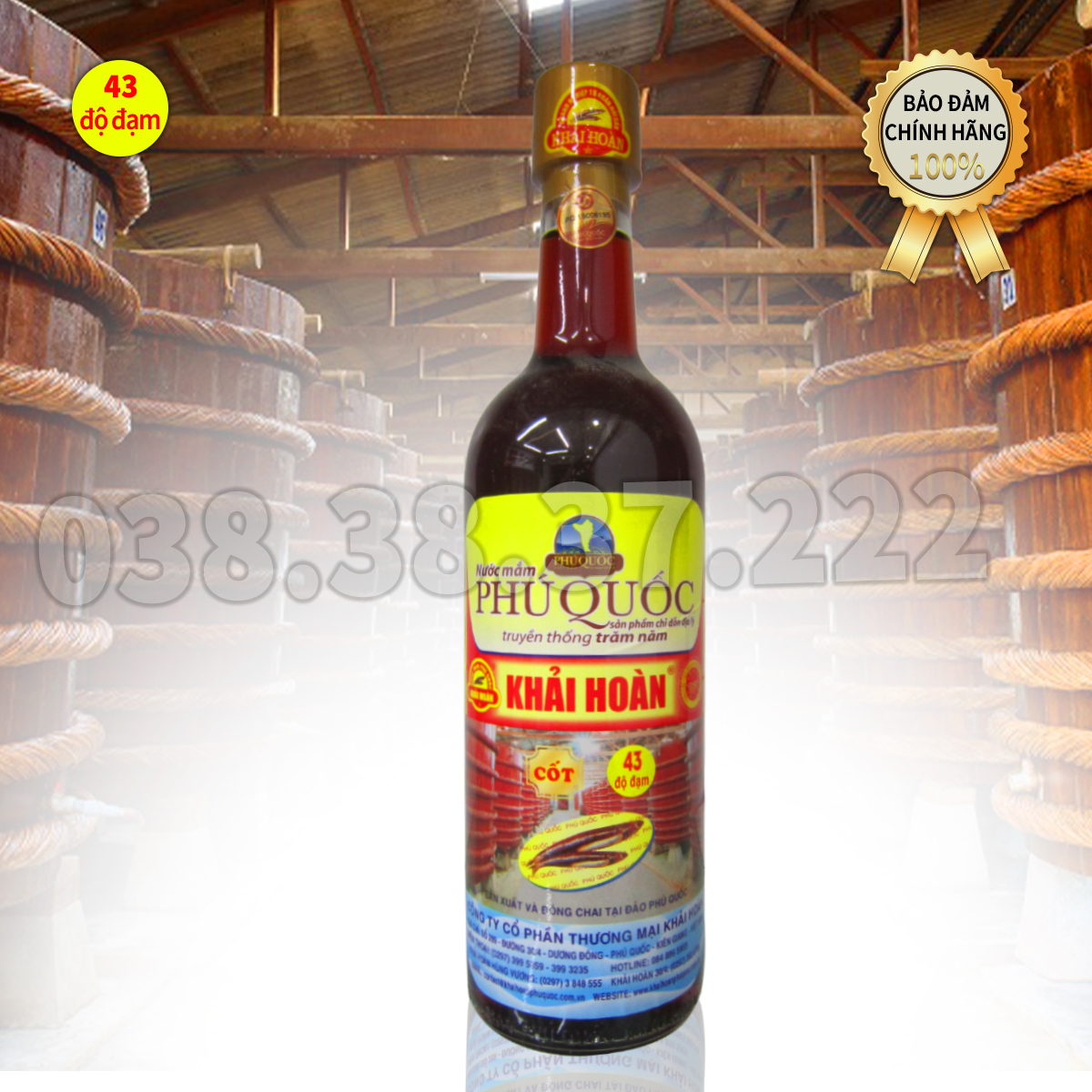 Nước mắm Phú Quốc Khải Hoàn 43 độ đạm chai 520ml