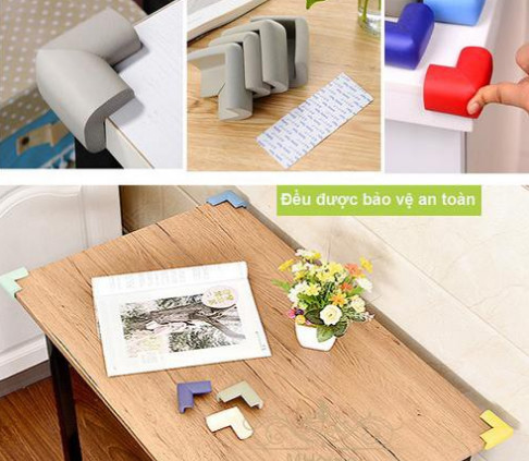 Set 4 miếng xốp bịt góc bàn, góc tủ, góc giường bảo vệ bé / bọt biển bọc cạnh bàn