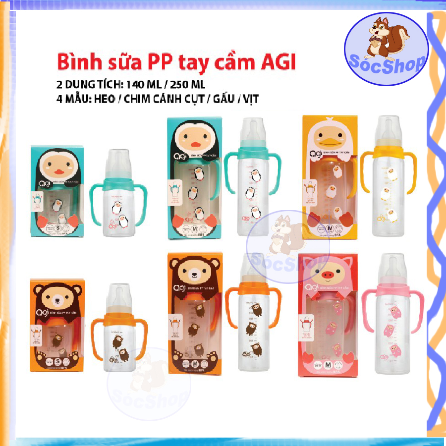 Bình sữa PP Agi có tay cầm