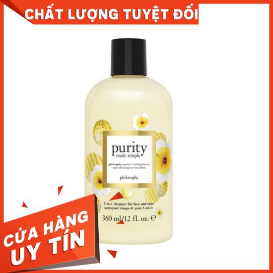 Sữa rửa mặt Philosophy Purity made simple 3 in 1 cleanser for face and eyes, sản phẩm tốt, chất lượng cao, cam kết hàng giống như hình, vui lòng inbox để shop tư vấn thêm