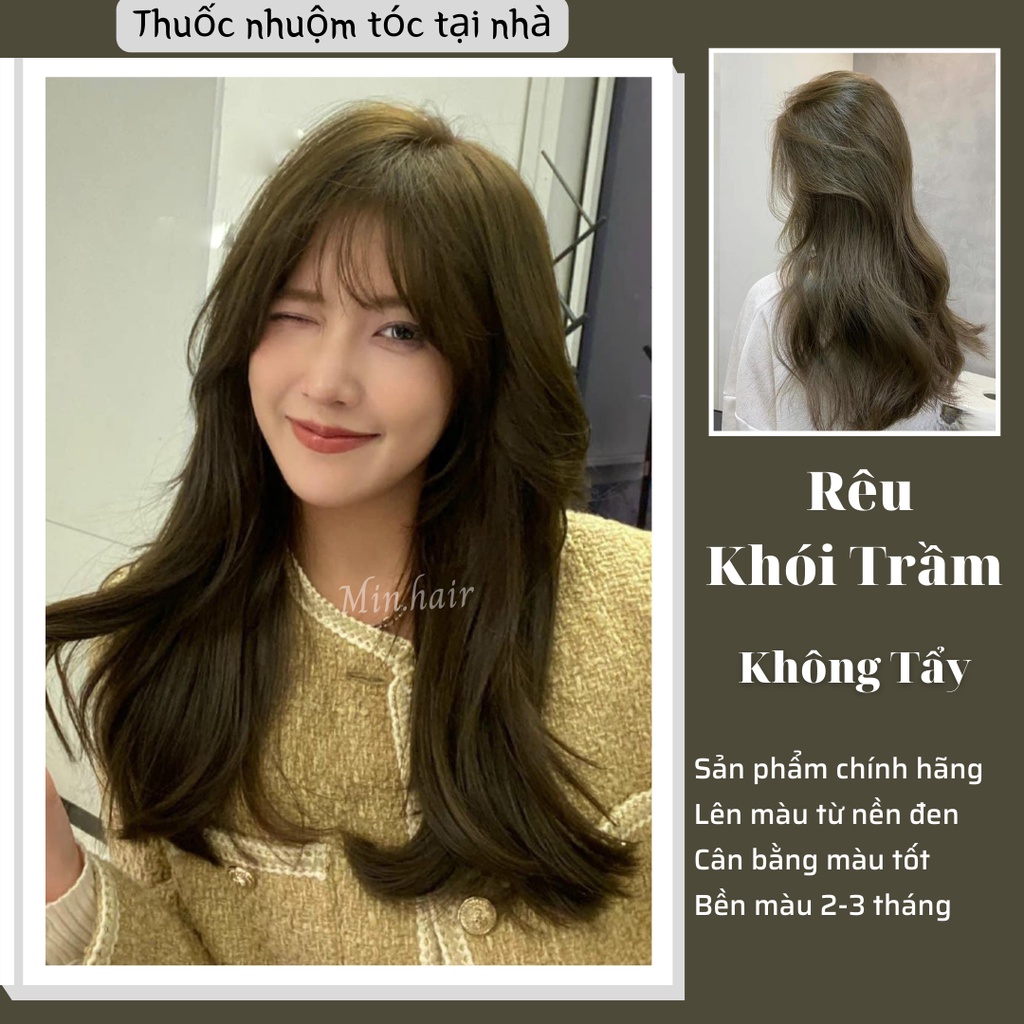 Thuốc nhuộm tóc, thuốc nhuộm tóc Rêu Khói MIM.HAIR, tặng kèm bao tay và oxy trợ dưỡng