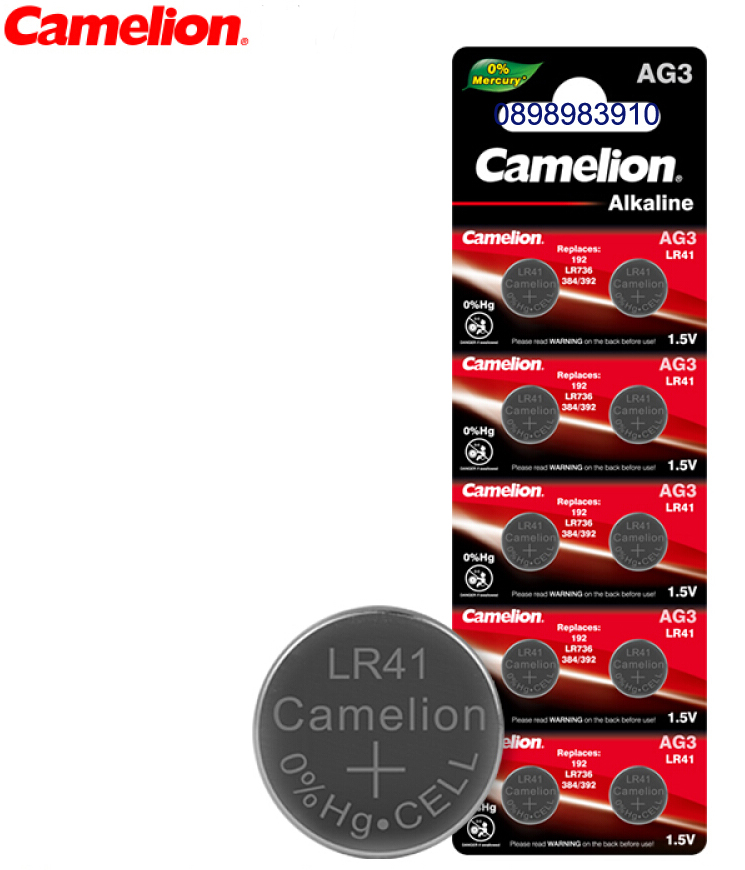 Pin AG3 LR41 1.5v Alkaline CAMELION vỉ 10 viên