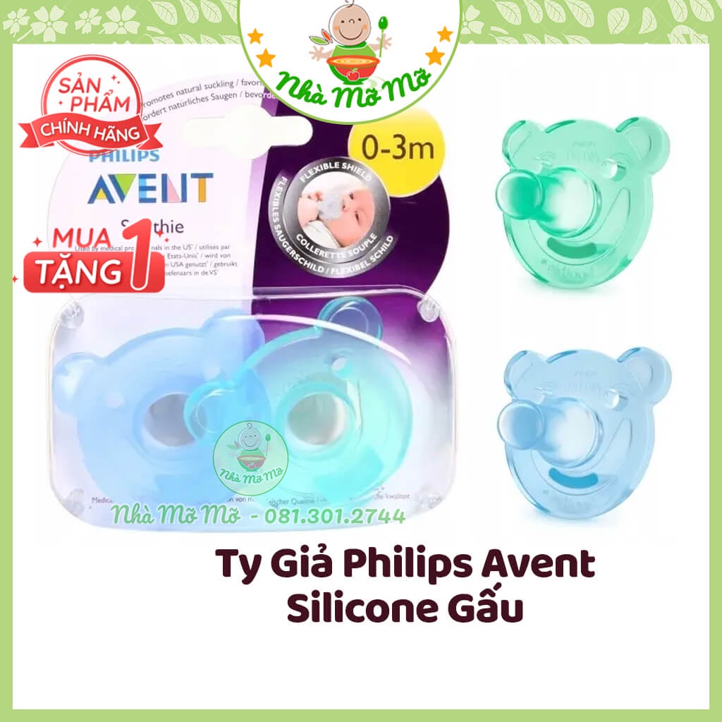 Ti giả avent soothie silicone gấu cho bé chống hô ty ngậm - nhà mỡ