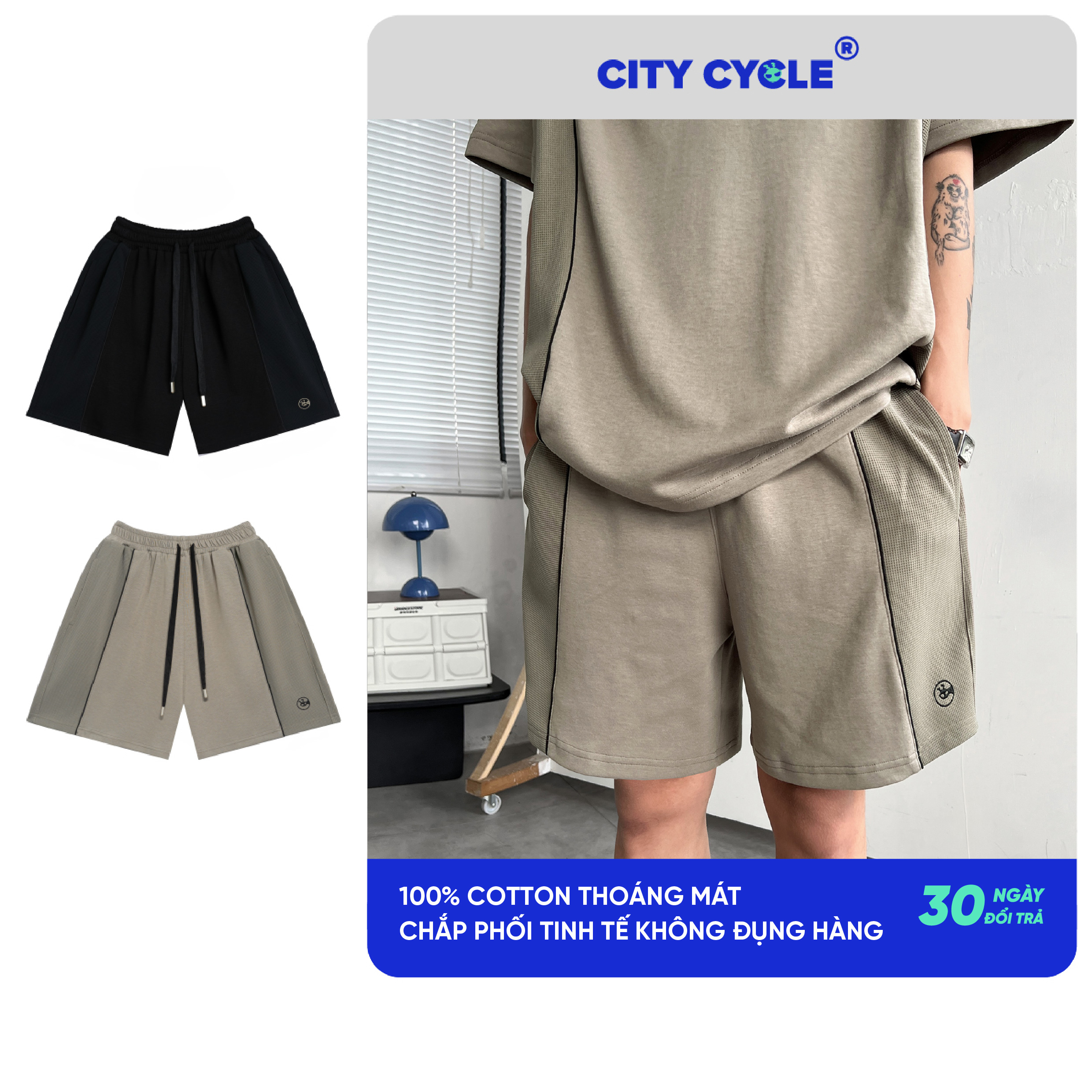 Quần short đùi mùa hè nam nữ Local Brand Chính Hãng City Cycle Quần short Sleeper