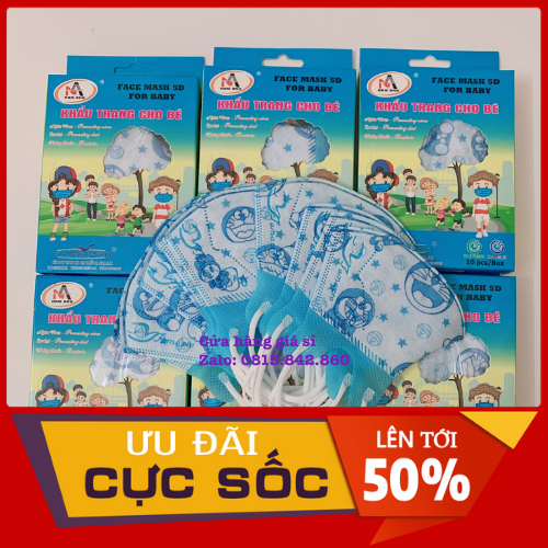 Thùng 100 hộp Khẩu trang y tế trẻ em 5D Mask KID CHO BÉ