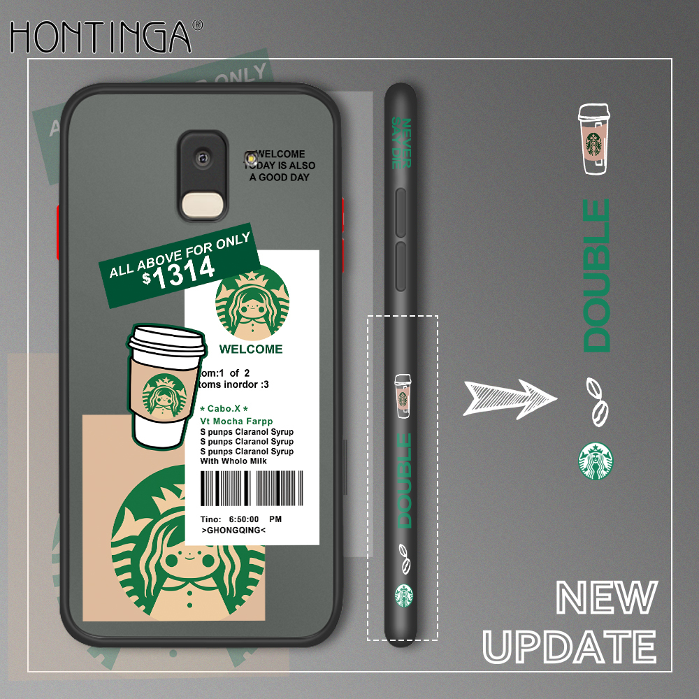 Ốp honinga mới, dành cho samsung galaxy j6 2018 j600 ốp lưng starbucks ốp lưng điện thoại trong suốt thiết kế họa tiết cạnh bên ống kính vỏ bảo vệ máy ảnh ốp cứng cho bé trai bé gái