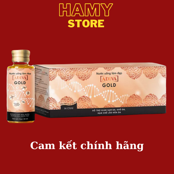 Nước uống collagen adiva gold mẫu mới nhất - hộp 14 lọ
