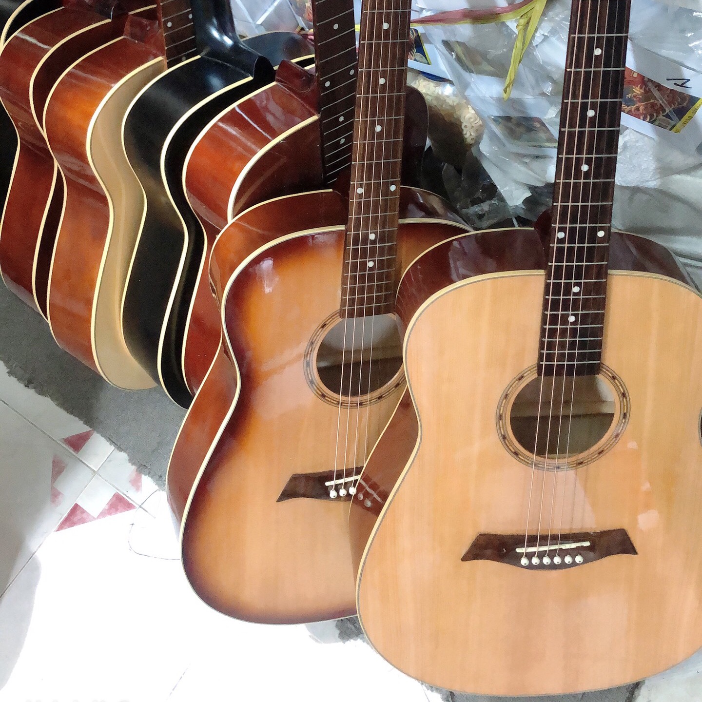 [HCM]Đàn guitar acoustic thùng vuông có ty chỉnh cần khóa đúc rời