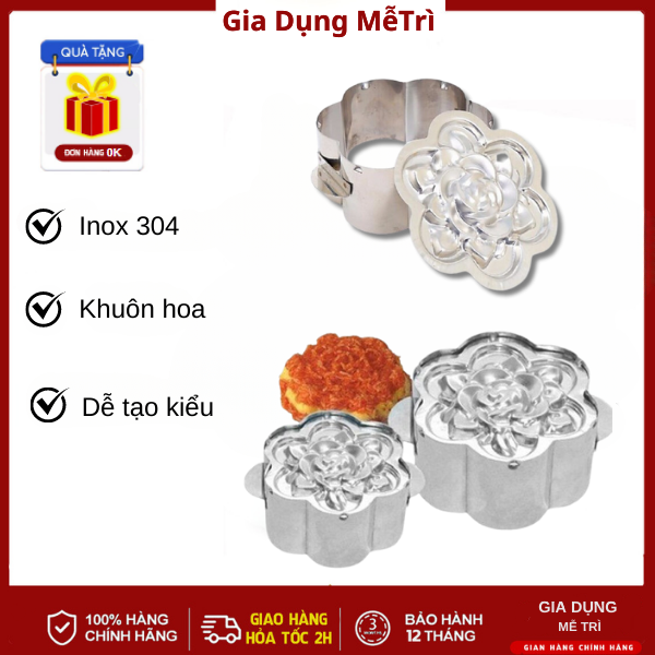 Khuôn xôi hình hoa hồng inox bảo vệ sức khỏe ,khuôn loại 1 dày đẹp tạo hình rõ nét