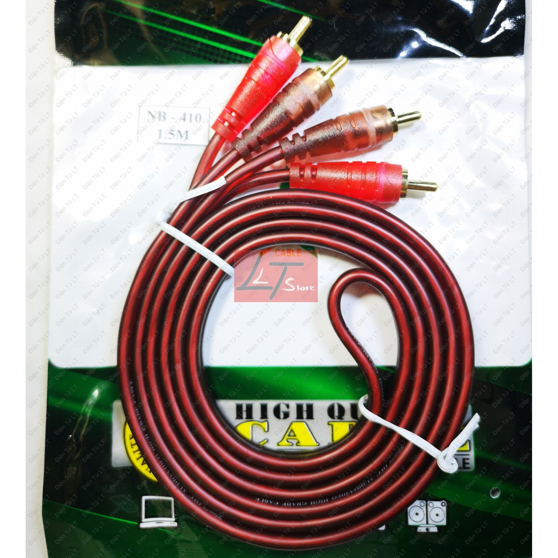 [HCM]Cáp loa AV 4 đầu bông sen dài 1.5M chống nhiễu (Dây AV 4 đầu bông sen)