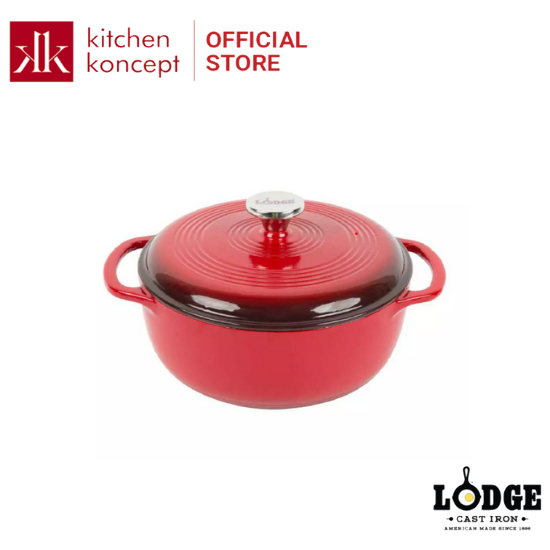 Lodge - nồi gang phủ men màu đỏ - 4.35l