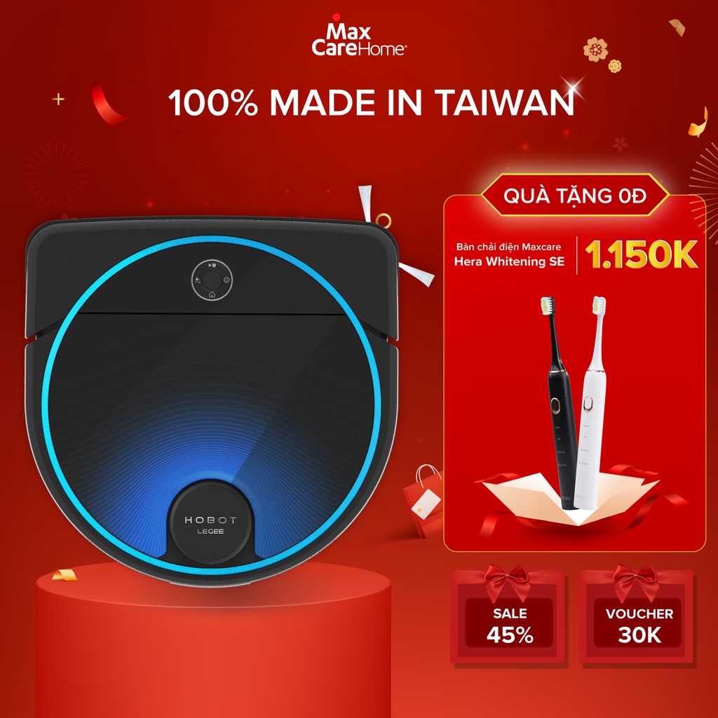 Robot hút bụi lau nhà HOBOT LEGEE 7 [thương hiệu Đài Loan] Công nghệ tường ảo, Công nghệ 3D Mopping, Không để lại vệt nước