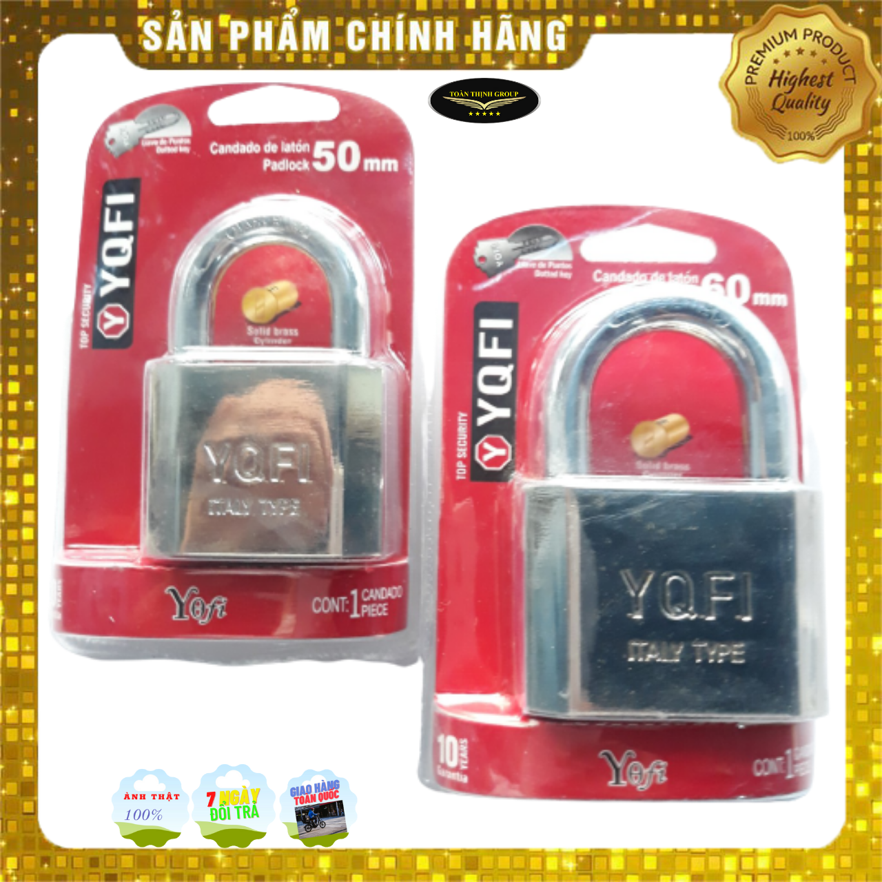 Ổ khóa cửa yqfi chống trộm 50mm - 60mm công nghệ italy chính hãng, chất liệu thép siêu cứng siêu bền