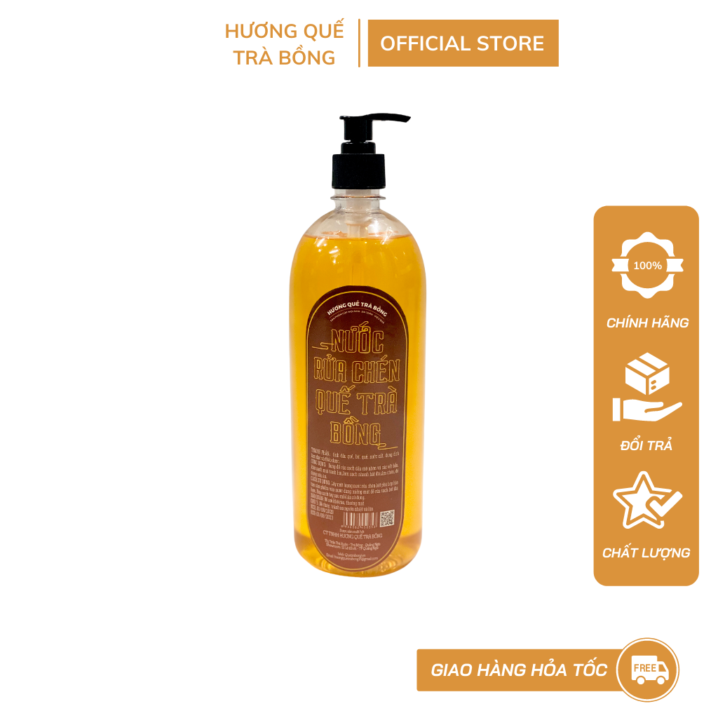 Nước Rửa Chén Hương Quế Trà Bồng 1 Lít