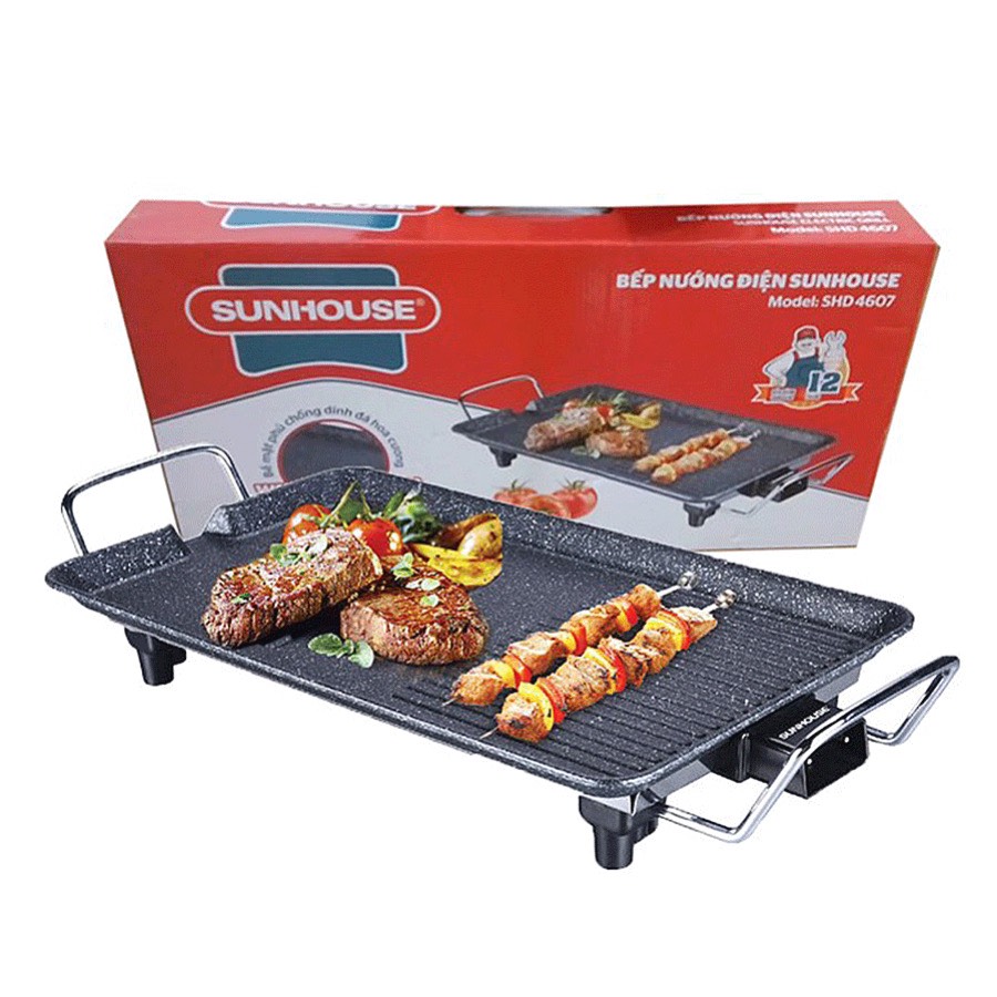 Bếp nướng điện sunhouse shd4607 - công suất 1500w - bề mặt vân đá hoa cương - bếp nướng điện chống dính - thiết kế gọn nhẹ dễ dàng vệ sinh - bảo hành 12 tháng - hàng chính hãng