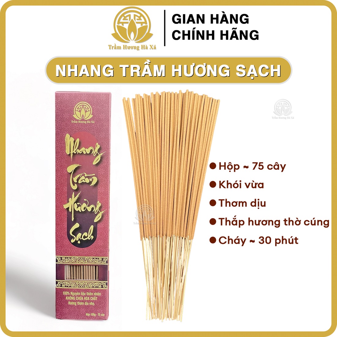 Nhang cây trầm hương đốt xông nhà tẩy uế đồ thờ cúng phong thủy thu hút tài lộc Trầm Hương Hà Xá