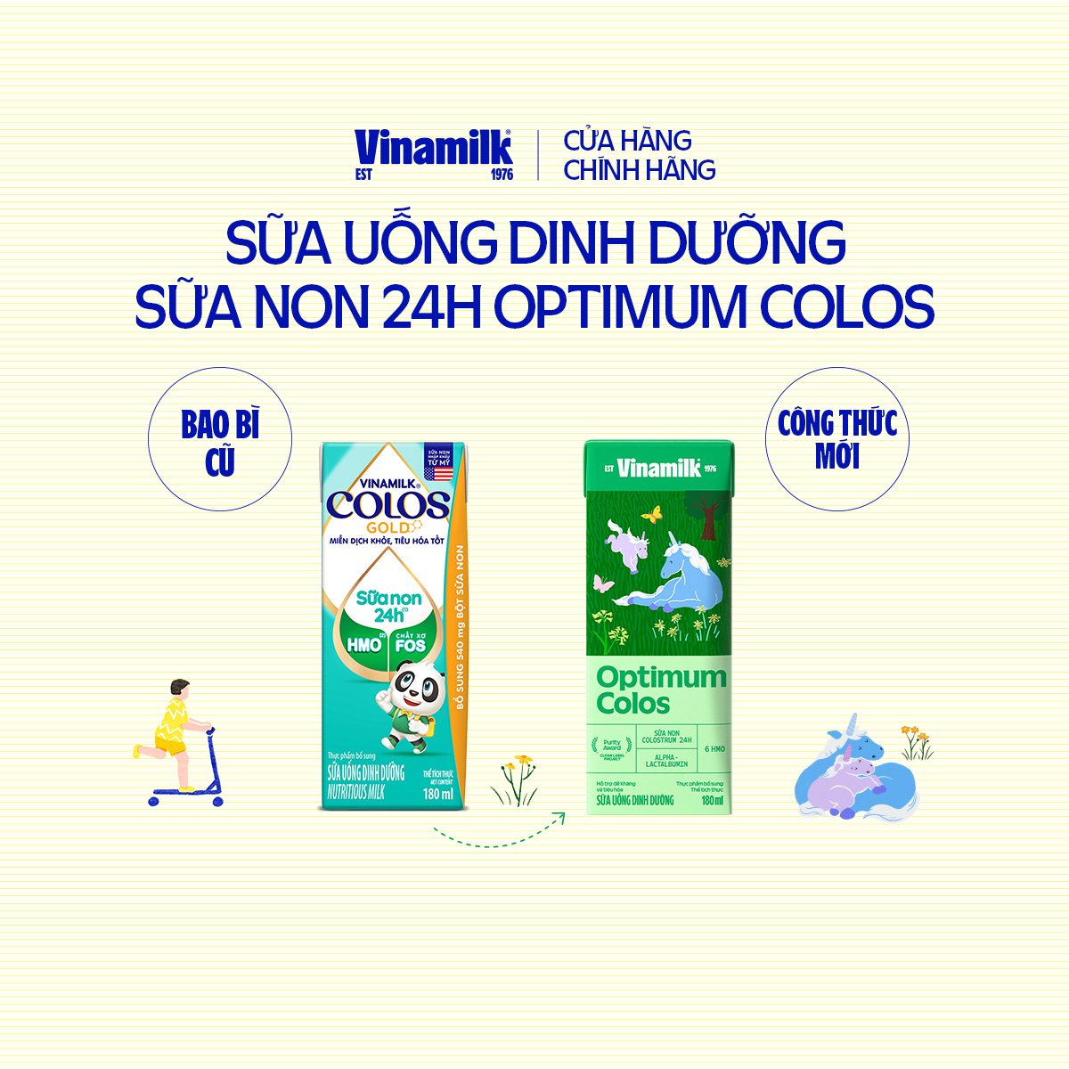 Thùng 48 hộp Sữa non Vinamilk Colos Gold 180ml -  Sữa Uống Dinh Dưỡng , Miễn dịch khỏe, Bé lớn nhanh -Sữa Nước Hỗ trợ tăng cân và phát triển chiều cao cho bé (Sữa dành cho trẻ em trên 1 tuổi)