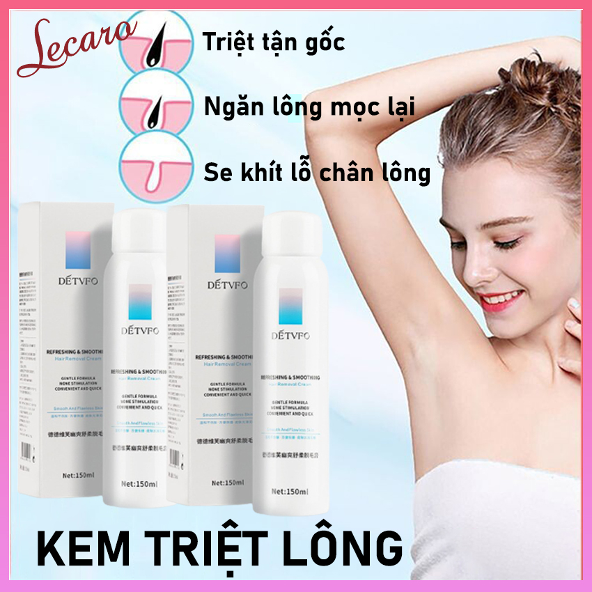 [HCM]Kem Tẩy Lông DETVFO 150ml Triệt Lông Nách Triệt Lông Vùng Kín Lông Tay Chân Cơ Thể An Toàn Tại Nhà Sạch An Toàn Không Đau Rát Wax Lông Dùng Như Kem Tẩy Lông Vĩnh Viễn Huyền Phi Tẩy Lông Dạng Xịt Nano Lecaro