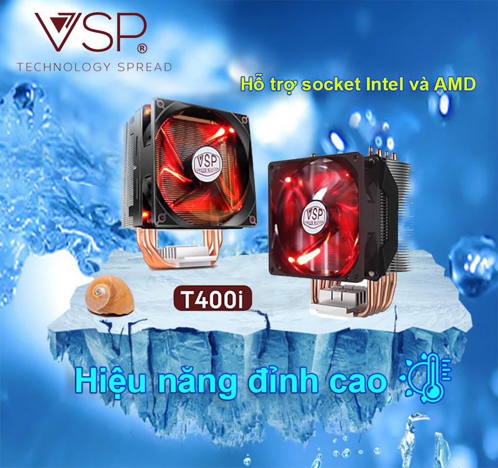 Quạt tản nhiệt CPU - Fan VSP Cooler Master T400i 12cm. Hàng chính hãng. Bảo hành 3T