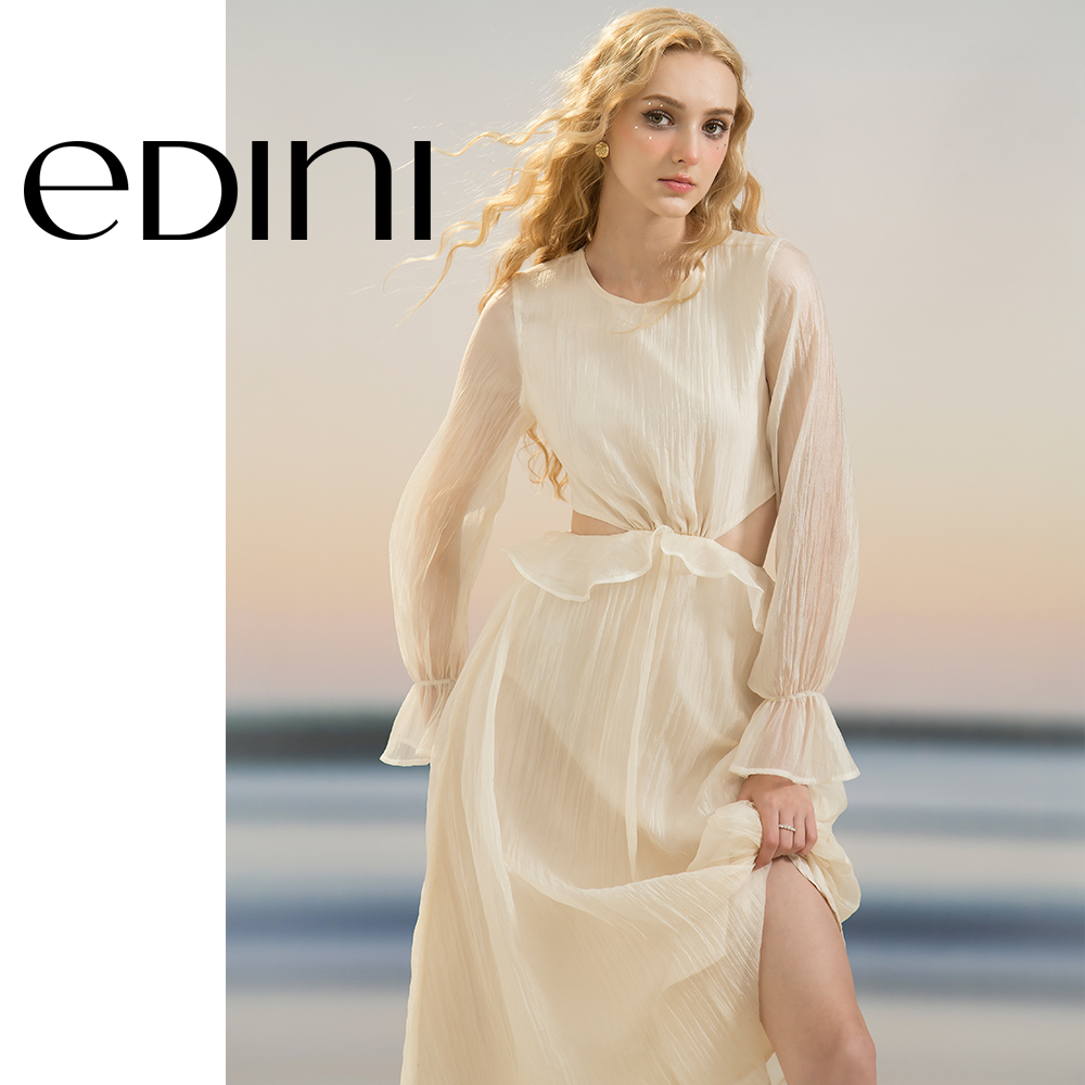 Đầm tay dài cutout cách điệu - edini - d1605