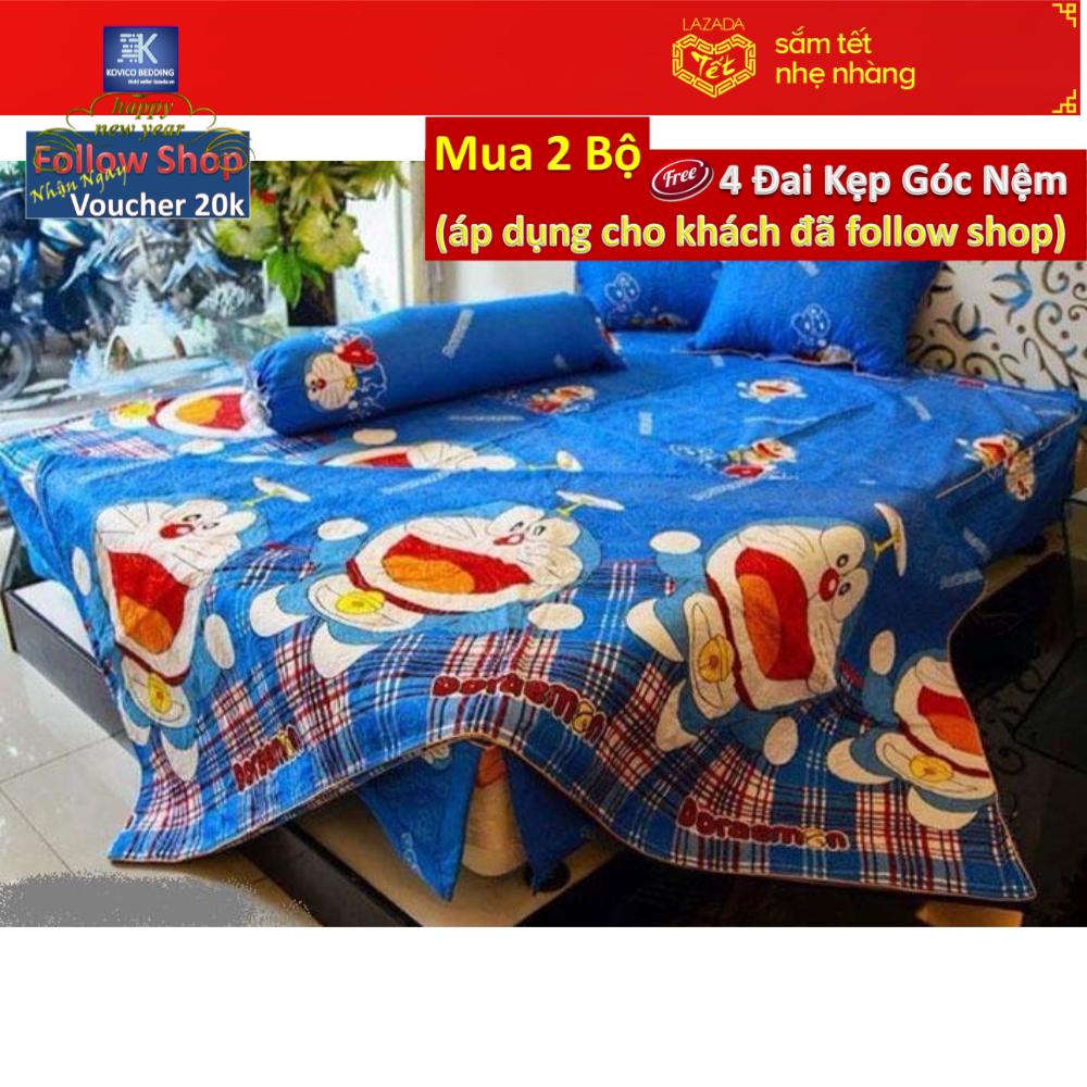 Bộ chăn ga gối bọc Doraemon Chong Chóng 1m6x2m