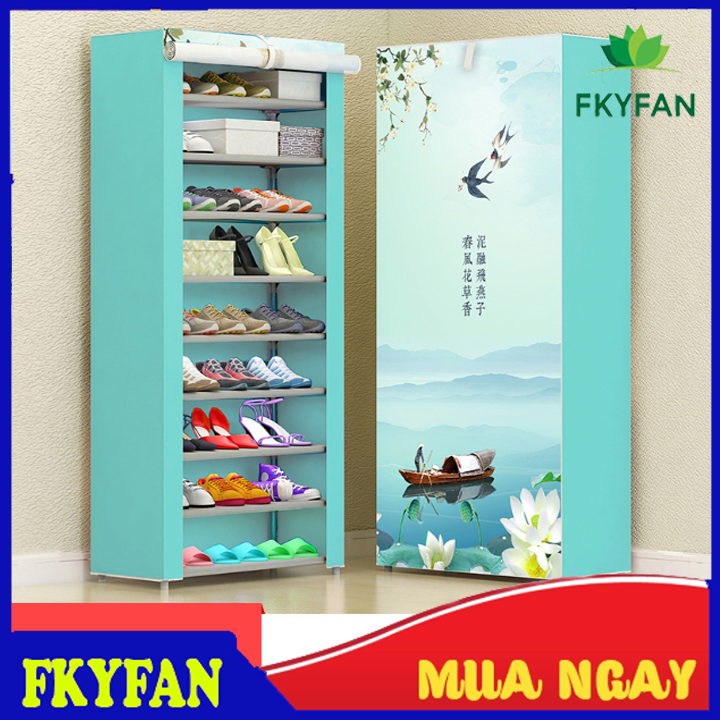 [3 NGÀY GIÁ SỐC] Tủ giày 10 tầng 9 ngăn 3D , tủ vải khung inox đựng giày dép 10 tầng nhỏ gọn tiện lợi hơn tủ gỗ tủ nhựa , tủ vải giày 3D thông minh