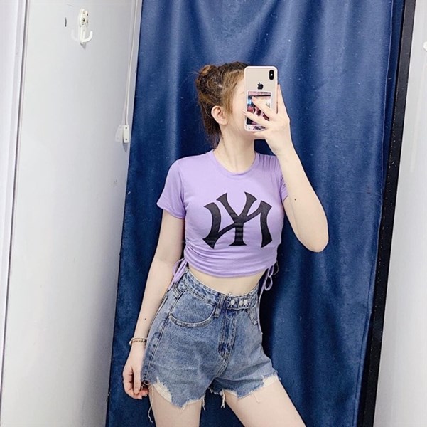 ÁO THUN NỮ TUỔI TEEL KIỂU CROPTOP CHẤT THUN LẠNH NGOẠI NHẬP DÀY, MỊN HỌA TIẾT CHỮ NY THIÊT KẾ PHONG CÁCH HÀN QUỐC CÓ DÂY RÚT LAI SIÊU HOT DÀNH CHO PHÁI ĐẸP TPM46