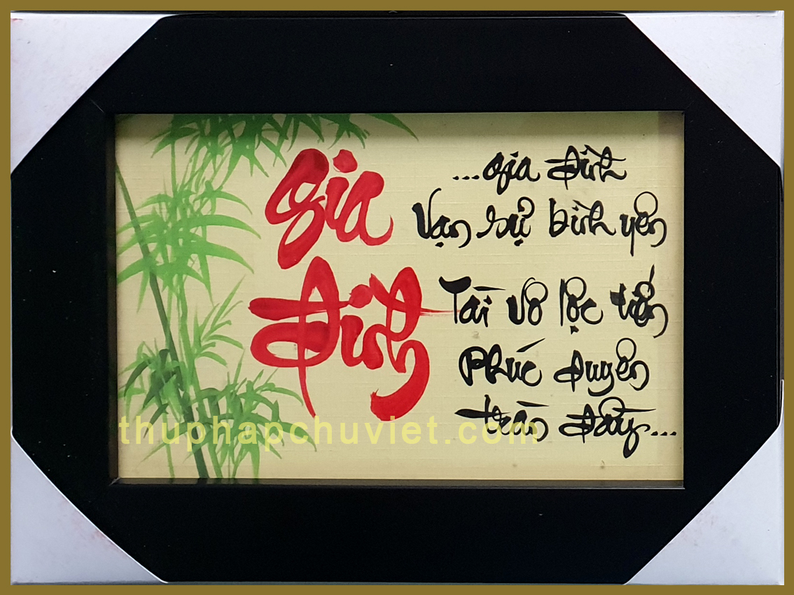 Khung thư pháp để bàn chữ Gia Đình