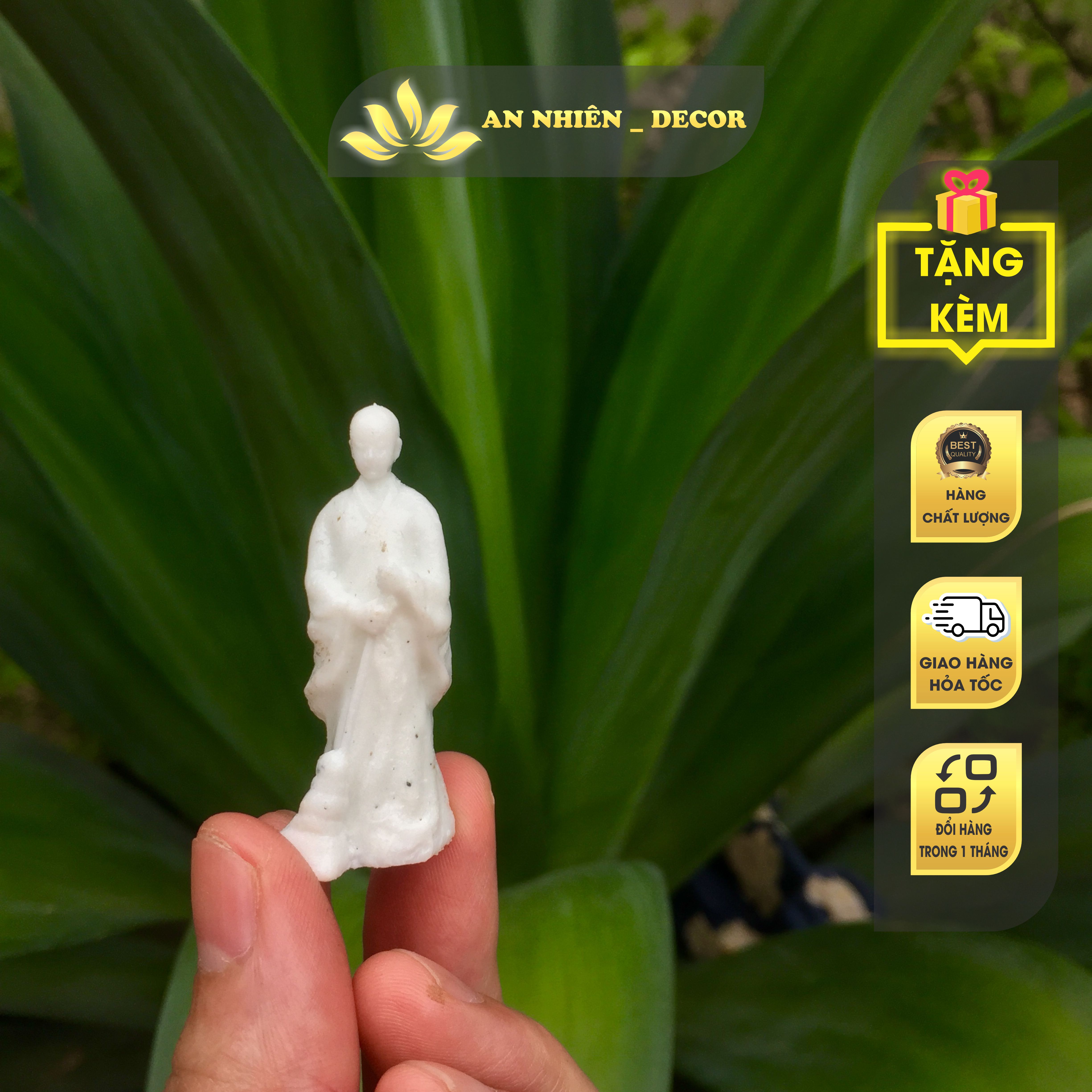 Tượng Nhà Sư Quét Lá Mini Trang Trí Tiểu Cảnh, Bonsai, Lũa Decor