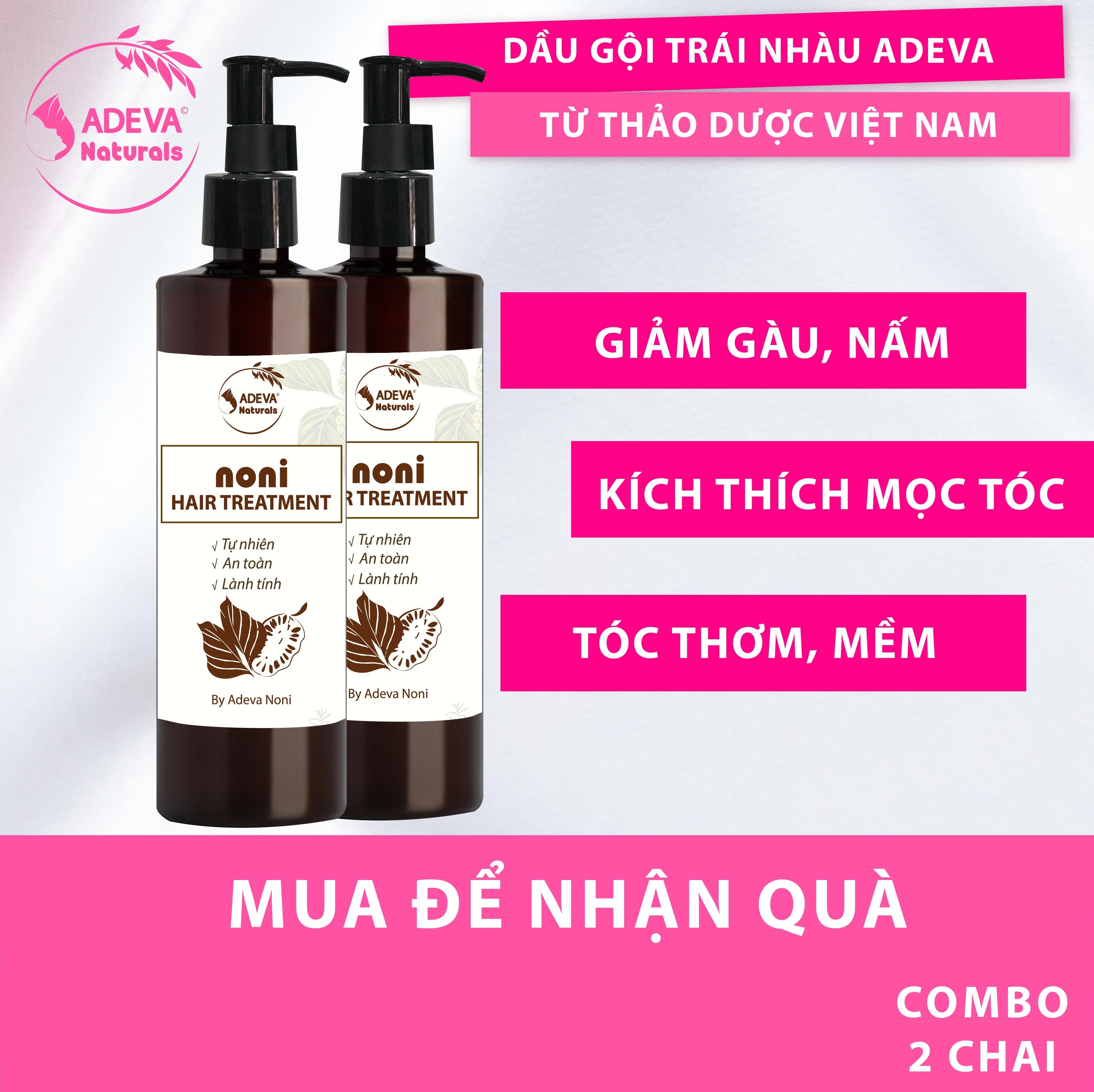 Combo 2 chai dầu gội thảo mộc - adeva noni - ngăn ngừa rụng tóc, cho mái tóc thơm mềm - 250 ml