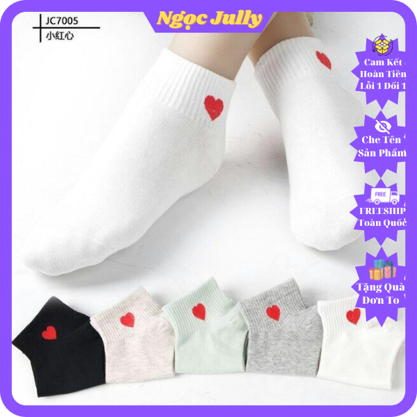Combo 2 đôi vớ nữ cổ ngắn / tất tim cổ ngắn siêu yêu