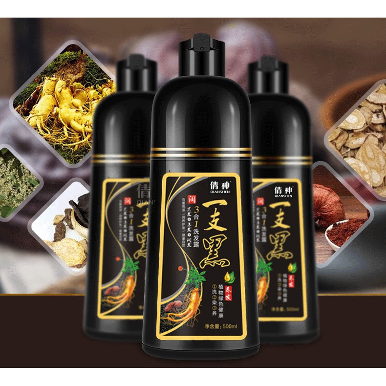 Chai dầu gội đen tóc 500ml - dầu gội phủ bạc tóc chai đen nhật bản giải pháp không cần nhuộm tóc