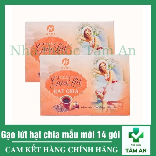 Gạo Lứt Giảm Cân  Trà Gạo Lứt Hạt Chia Hera Lợi Sữa Chính Hãng Giữ Dáng Đẹp Da Thanh Lọc Cơ Thể Hộp 14 Gói