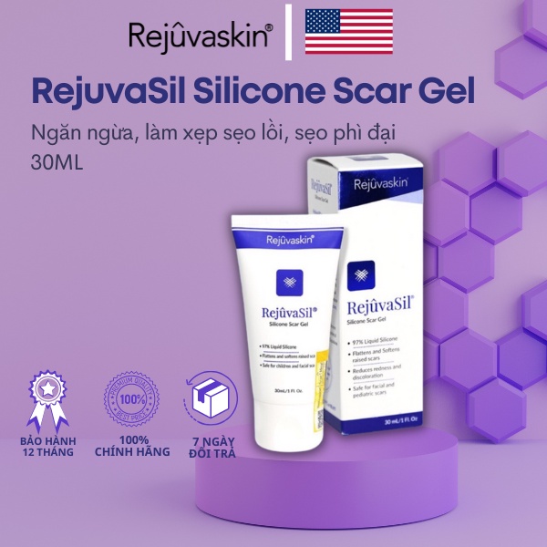 Gel hỗ trợ xóa sẹo lồi, sẹo phì đại rejuvaskin scar rejuvasil, thể tích 30ml