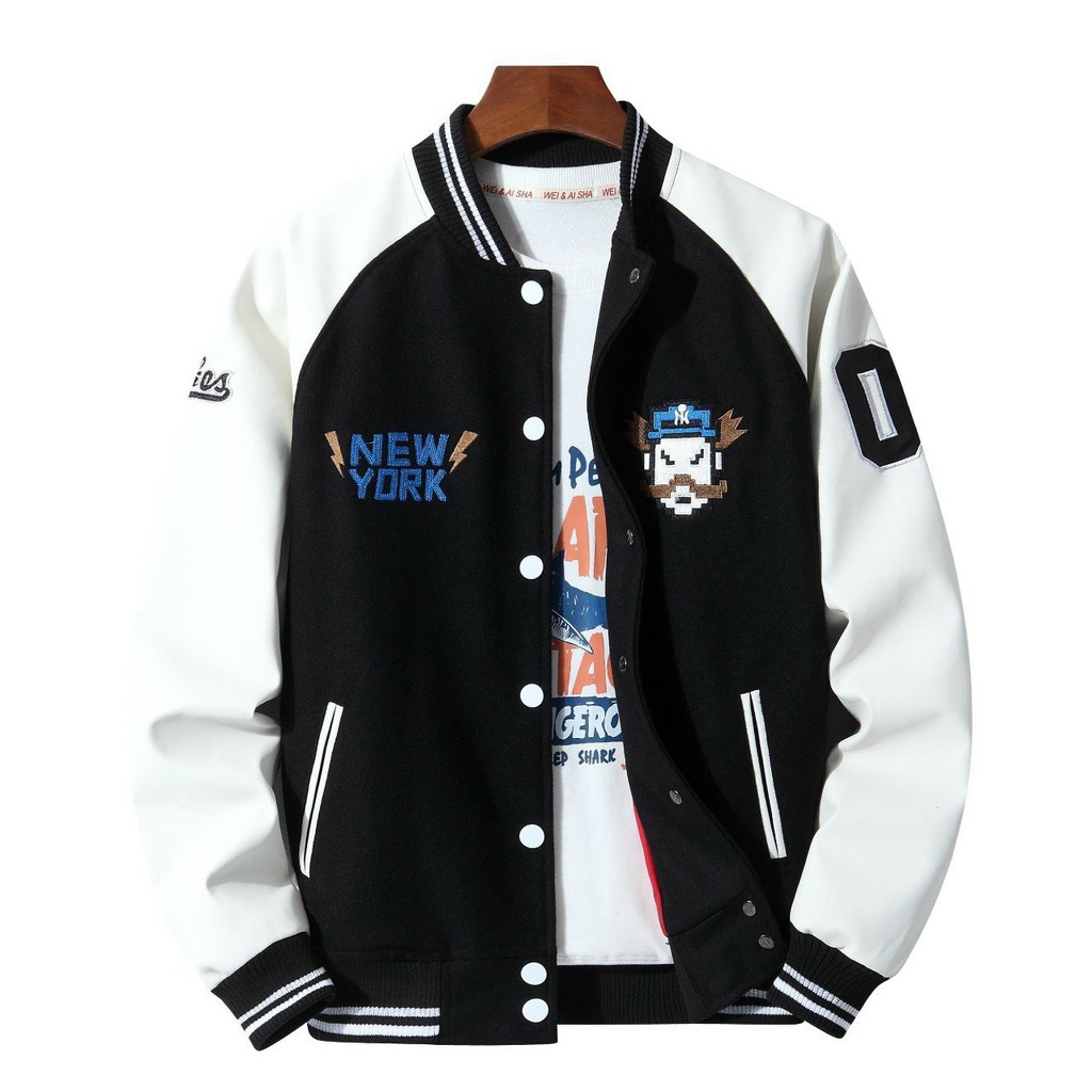 Áo khoác MLB NY Varsity đen trắng  Giaytreconcom