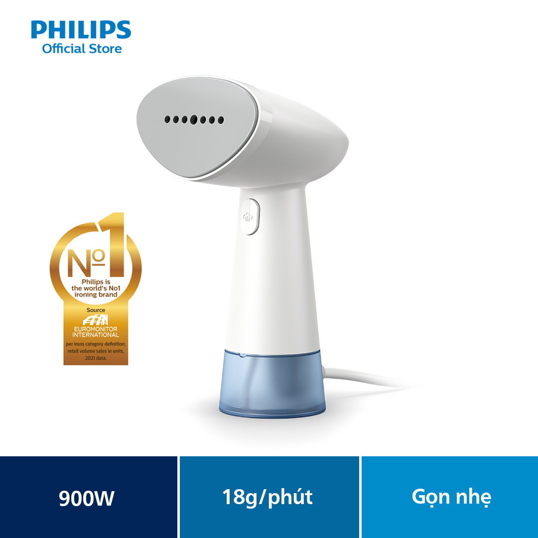 Bàn Ủi Hơi Nước Cầm Tay Philips Series 1000 STH1000/10 - Thiết Kế Nhỏ Gọn Nhẹ, Công Suất Mạnh, Khoang Chứa Nước 85ML - Hàng Phân Phối Chính Hãng