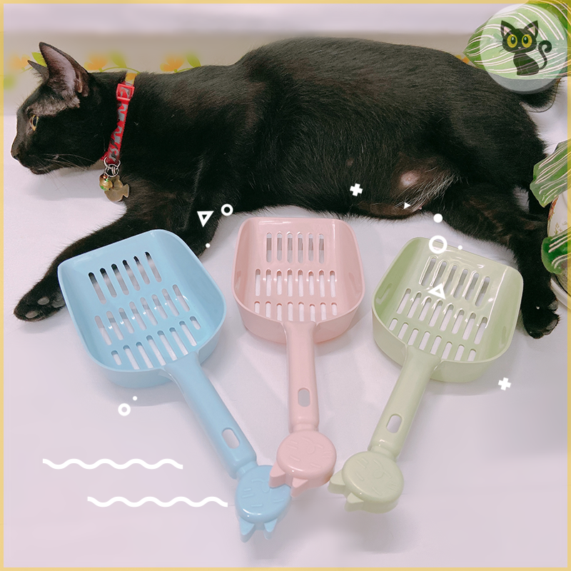 Xẻng xúc cát cho mèo cán hình mèo, sản xuất tại Trung Quốc, Shop Cat Mun