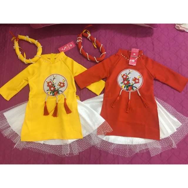 Áo dài cách tân siêu xinh cho bé gái- áo dài tết cho bé