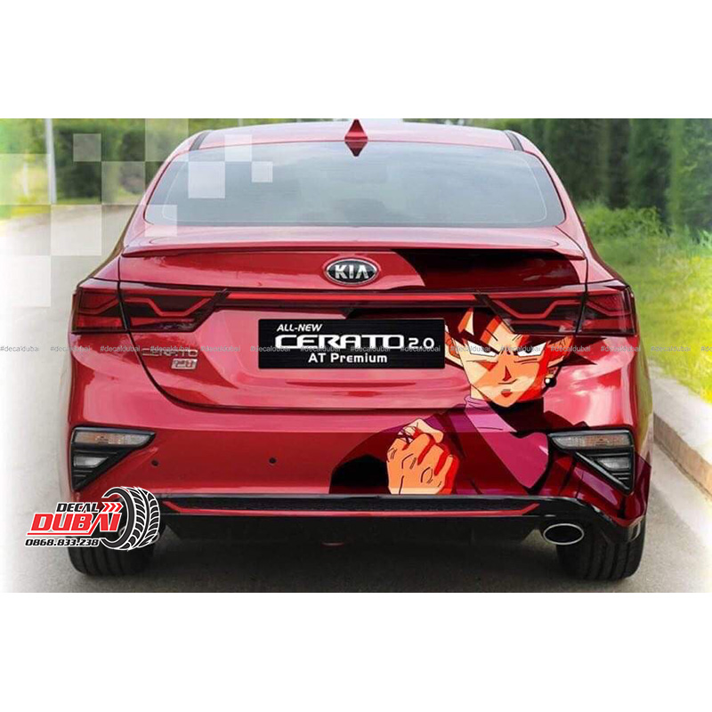 Tem Dán Kia Cerato Hoạt Hình Songoku Cốp Sau Đuôi Xe
