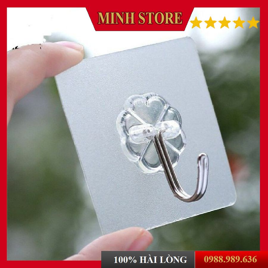 Móc dán tường siêu dính, móc dính tường thần thánh trong suốt chịu lực 6x6 cm - minhstore