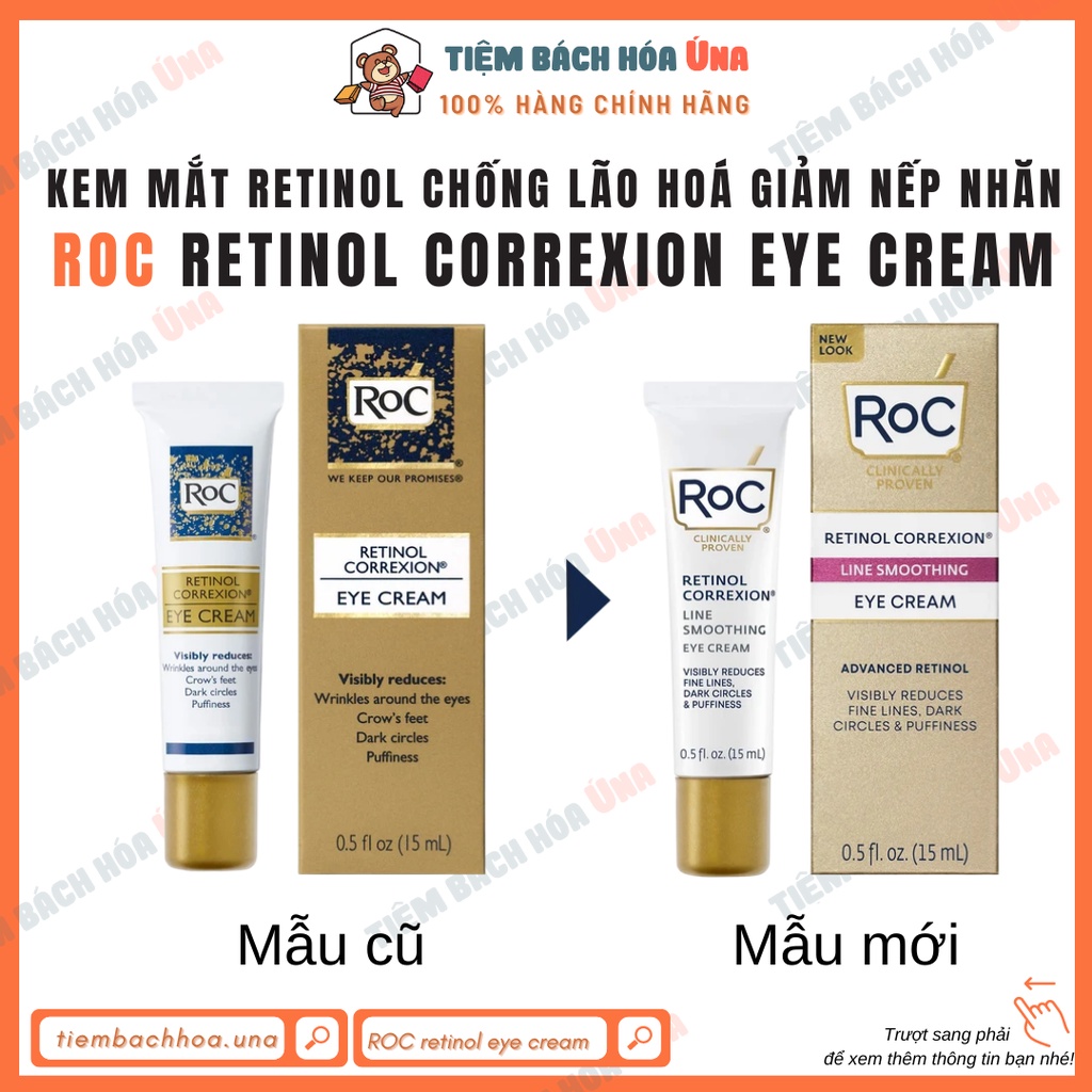 [Tách set] Kem Mắt RoC Retinol Correxion Eye Cream Chống Nhăn, Mờ Thâm 15ml tiembachhoauna