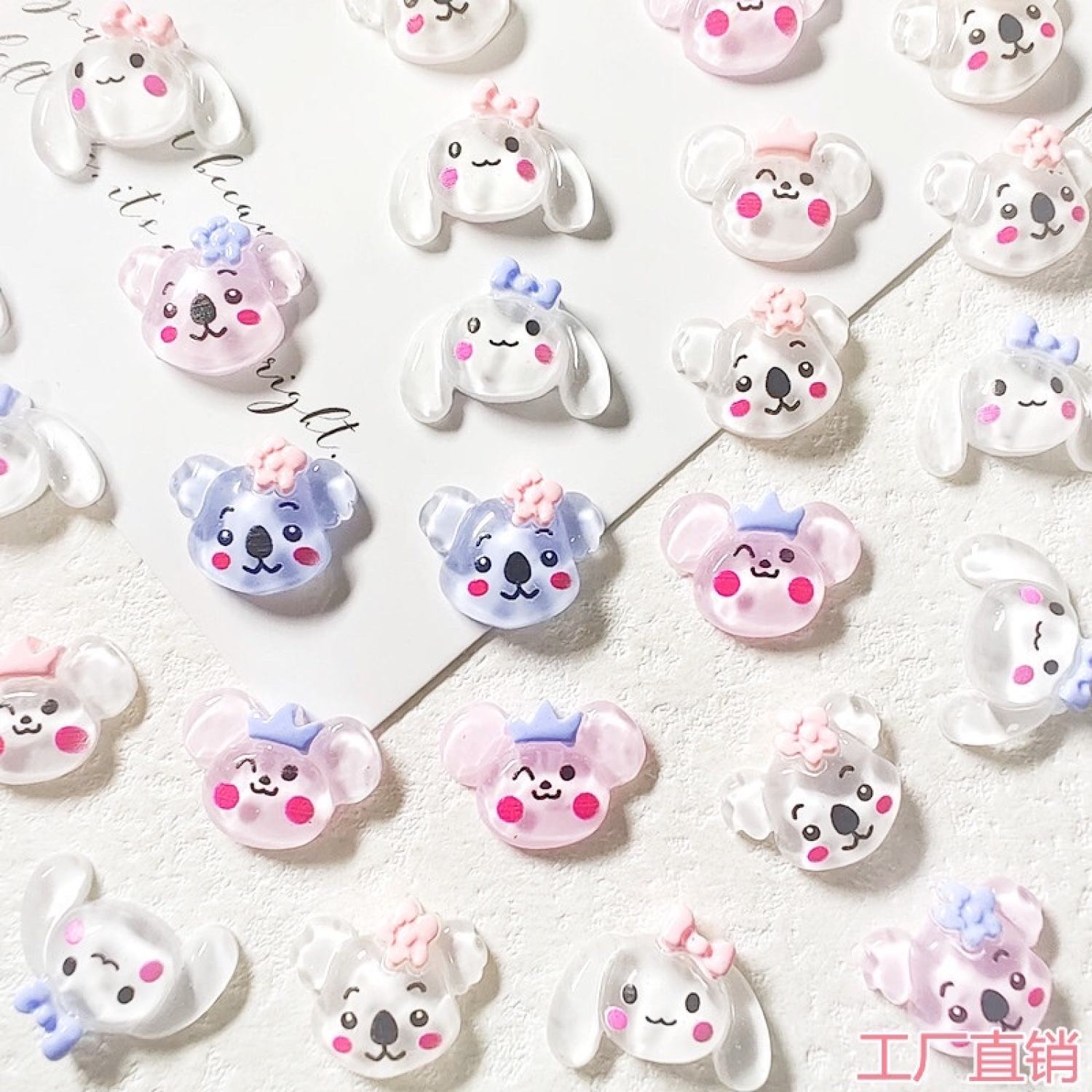 [500 mẫu Charm 1k] Charm size đại - Charm thỏ tai dài, Koala, Gấu hồng đáng yêu trang trí móng nail